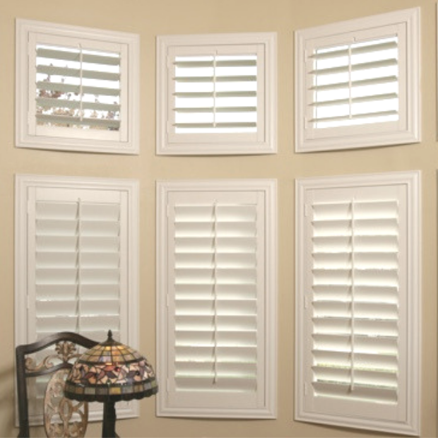 Sunburst shutters on a New Brunswick bay window