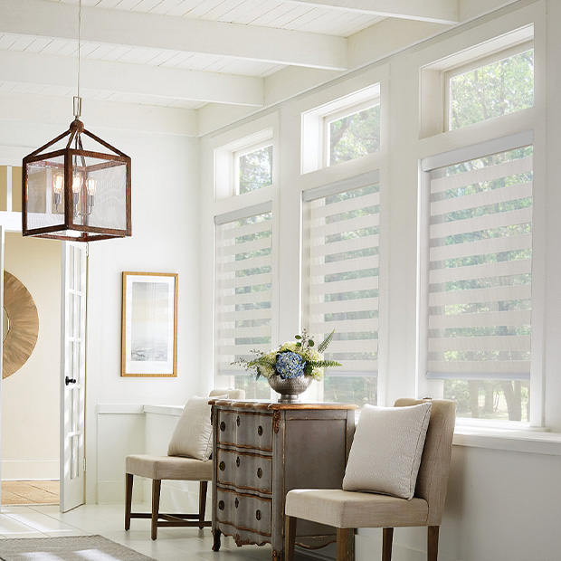 Transitional shades in a New Brunswick living room