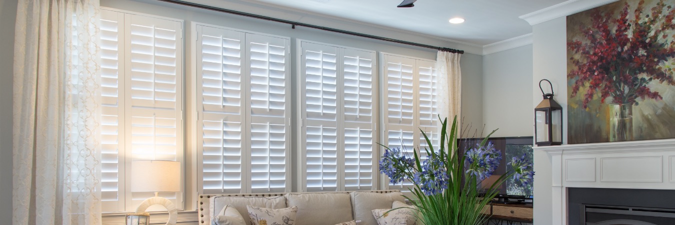 Polywood plantation shutters in New Brunswick living room