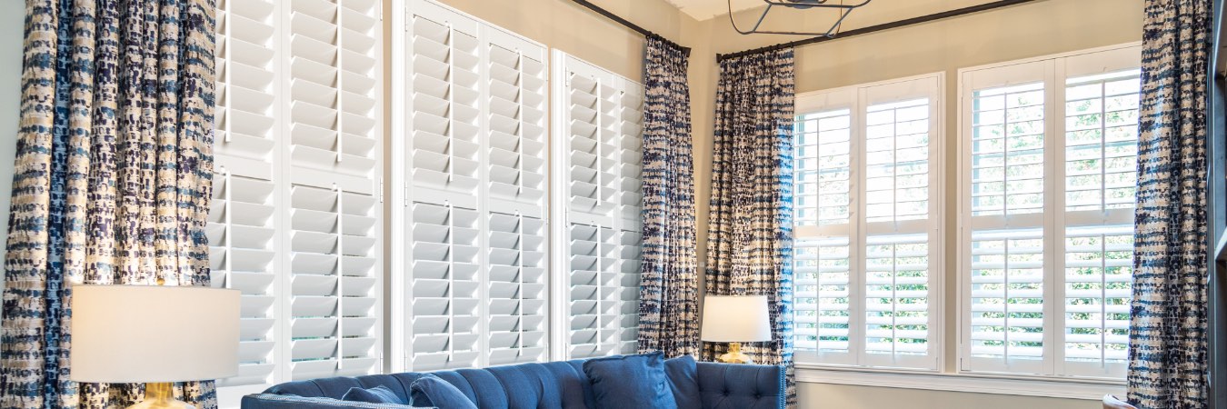 Plantation shutters in Red Bank family room