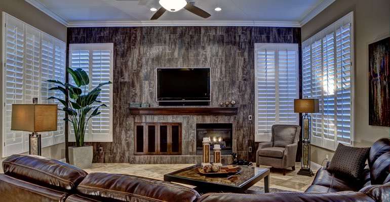 New Brunswick living room with shutters
