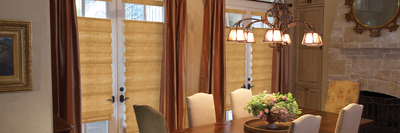 Roman shades in a dining room