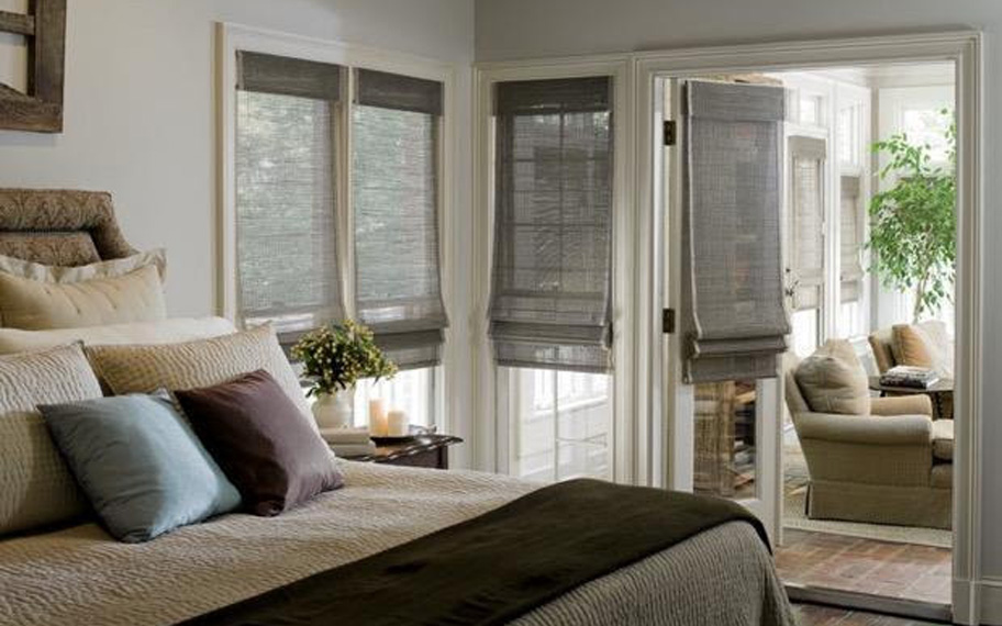 Roman shades on a back door