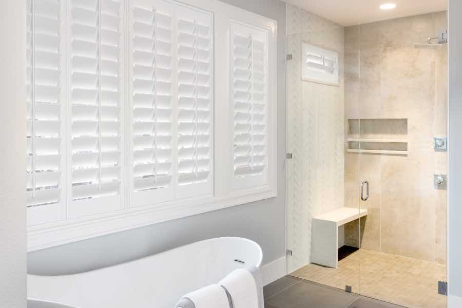 You can put insulating Polywood shutters in humid rooms and not worry about damage to them. Polywood shutters on a bathroom window