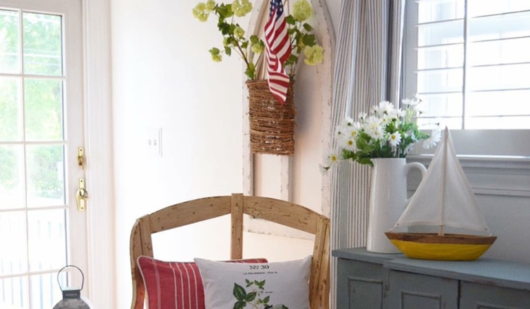 Bright sitting corner with faux wood plantation shutters in New Brunswick. Faux wood plantation shutters in New Brunswick