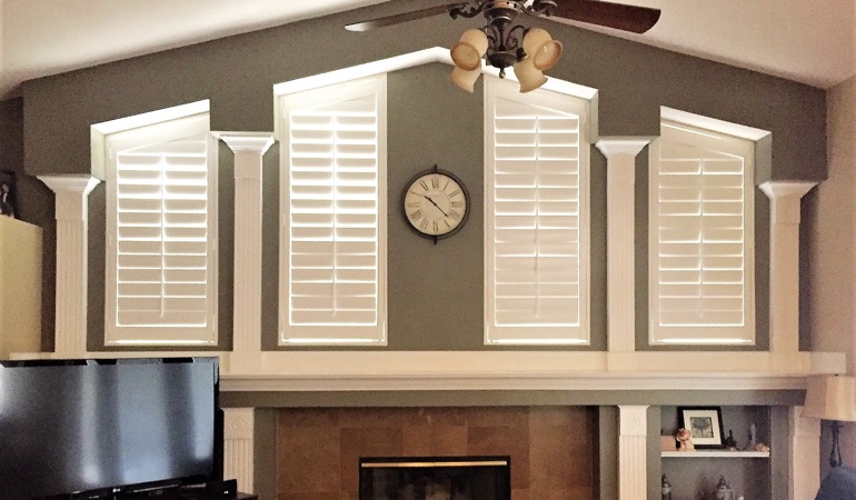 These Polywood shutters will look sturdy 10, 20 or even 30 years later. Polywood Shutters in Family Room in New Brunswick