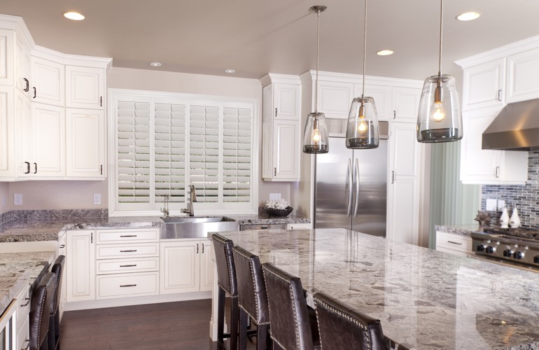 Kitchen Shutters In New Brunswick, NJ A kitchen window with plantation shutters